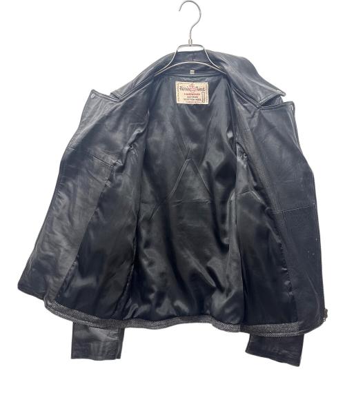 Harris Tweed（ハリスツイード）Harris Tweed (ハリスツイード) ライダースジャケット ブラック サイズ:Ｌの古着・服飾アイテム