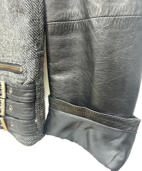 Harris Tweed（ハリスツイード）Harris Tweed (ハリスツイード) ライダースジャケット ブラック サイズ:Ｌの古着・服飾アイテム