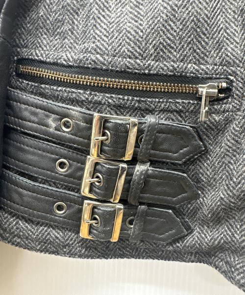 Harris Tweed（ハリスツイード）Harris Tweed (ハリスツイード) ライダースジャケット ブラック サイズ:Ｌの古着・服飾アイテム