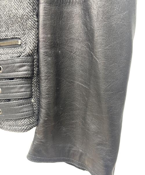 Harris Tweed（ハリスツイード）Harris Tweed (ハリスツイード) ライダースジャケット ブラック サイズ:Ｌの古着・服飾アイテム