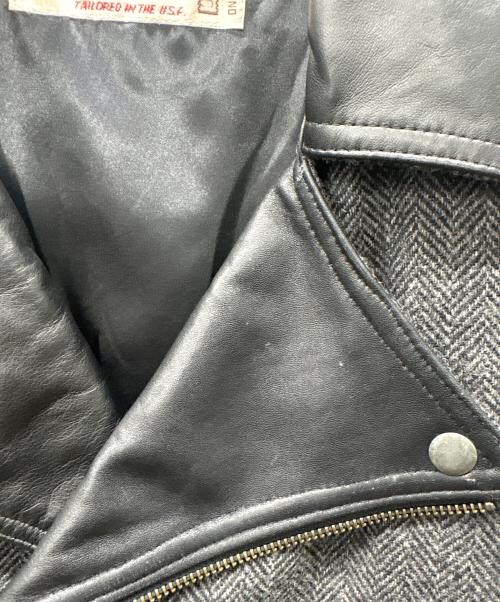 Harris Tweed（ハリスツイード）Harris Tweed (ハリスツイード) ライダースジャケット ブラック サイズ:Ｌの古着・服飾アイテム