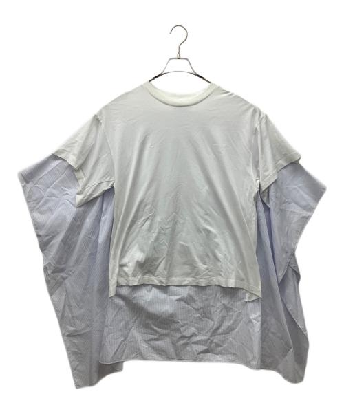 MM6 Maison Margiela（エムエムシックスメゾンマルジェラ）MM6 Maison Margiela (エムエムシックスメゾンマルジェラ) 切替カットソー ホワイト サイズ:mの古着・服飾アイテム