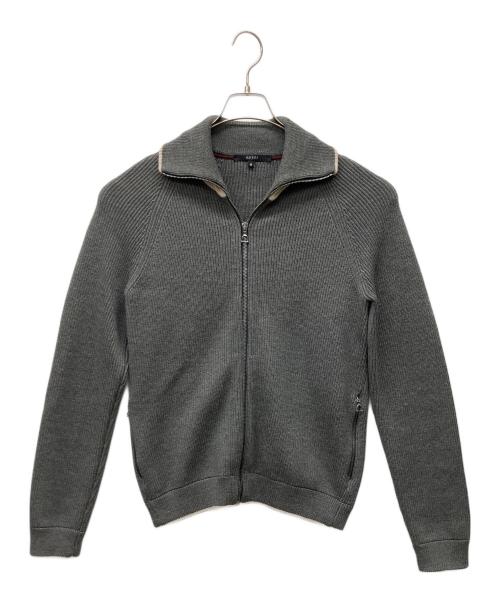 GUCCI（グッチ）GUCCI (グッチ) ジップカーディガン グレー×アイボリー サイズ:Sの古着・服飾アイテム