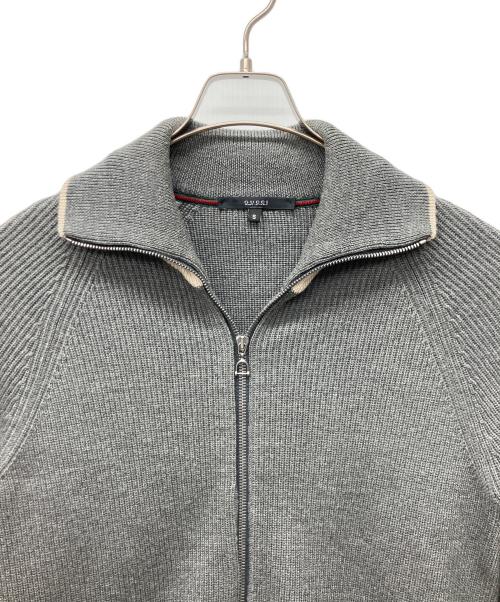 GUCCI（グッチ）GUCCI (グッチ) ジップカーディガン グレー×アイボリー サイズ:Sの古着・服飾アイテム