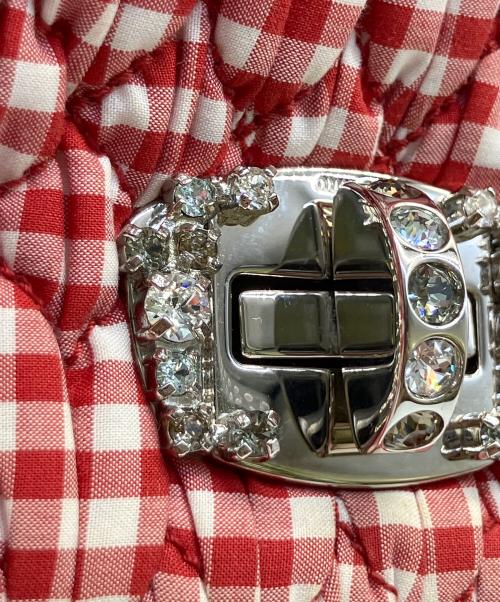 MIU MIU（ミュウミュウ）MIU MIU (ミュウミュウ) ギンガムチェックショルダーバッグ レッドの古着・服飾アイテム