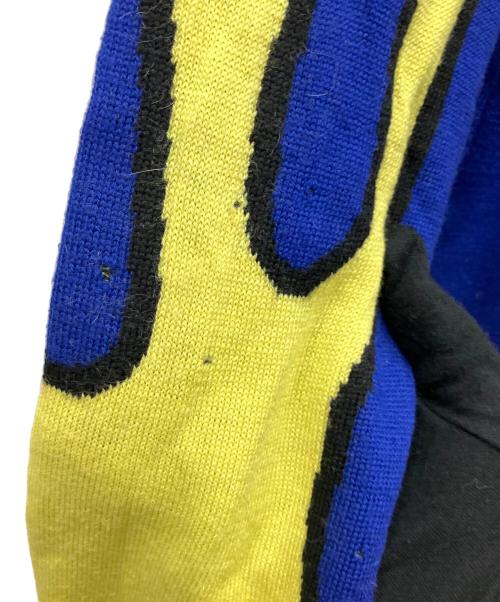 JEREMY SCOTT（ジェレミー スコット）JEREMY SCOTT (ジェレミー スコット) 厚手ニット イエロー×ブルー サイズ:Lの古着・服飾アイテム
