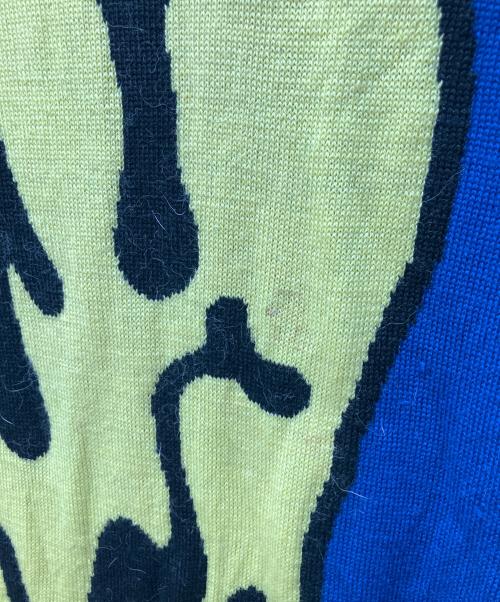 JEREMY SCOTT（ジェレミー スコット）JEREMY SCOTT (ジェレミー スコット) 厚手ニット イエロー×ブルー サイズ:Lの古着・服飾アイテム