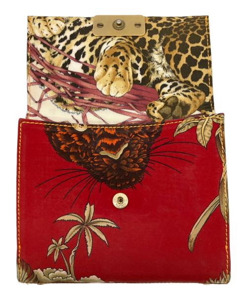 Salvatore Ferragamo（サルヴァトーレ フェラガモ）Salvatore Ferragamo (サルヴァトーレ フェラガモ) 2つ折り財布 ベージュ×レッドの古着・服飾アイテム