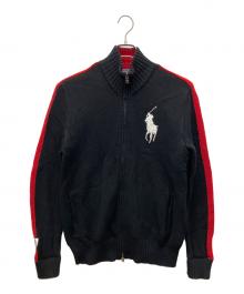 POLO RALPH LAUREN（ポロ・ラルフローレン）の古着「ジップニット」｜ブラック×レッド