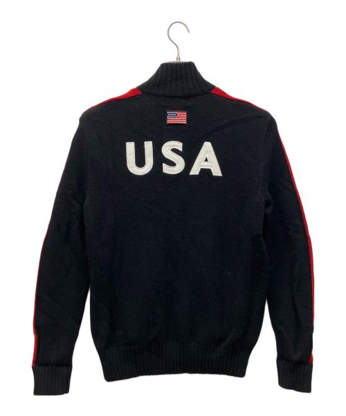 POLO RALPH LAUREN（ポロ・ラルフローレン）POLO RALPH LAUREN (ポロ・ラルフローレン) ジップニット ブラック×レッド サイズ:SIZE Lの古着・服飾アイテム