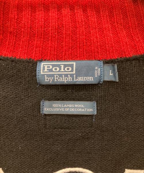 POLO RALPH LAUREN（ポロ・ラルフローレン）POLO RALPH LAUREN (ポロ・ラルフローレン) ジップニット ブラック×レッド サイズ:SIZE Lの古着・服飾アイテム