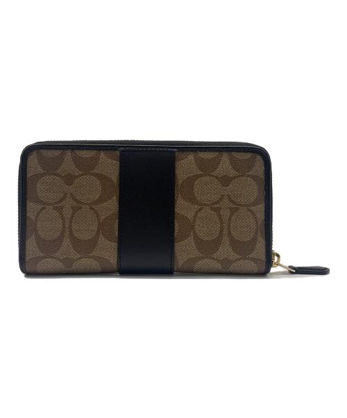 COACH（コーチ）COACH (コーチ) ラウンドファスナー財布 ベージュ×ブラックの古着・服飾アイテム