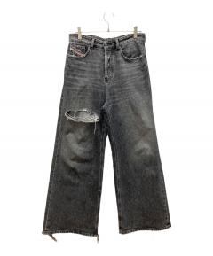 中古・古着通販】WANNA (ワナ) ダメージ加工デニムパンツ ブラック