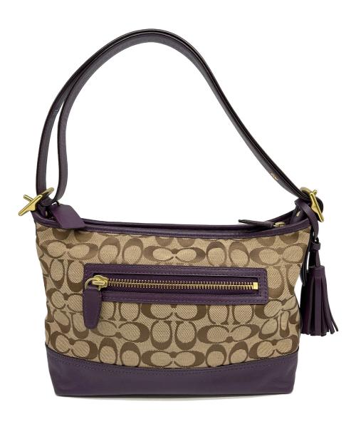 COACH（コーチ）COACH (コーチ) ショルダーバッグ ベージュ×パープルの古着・服飾アイテム