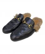 GUCCIグッチ）の古着「ホースビットローファー」｜ブラック×ベージュ