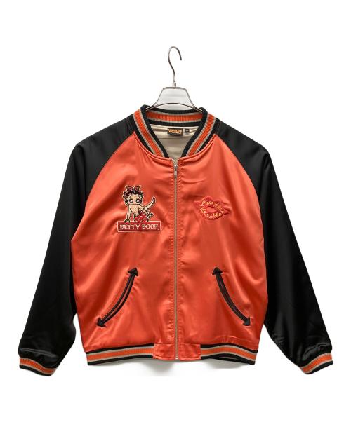 LowBlowKnuckle（ロウブロウナックル）LowBlowKnuckle (ロウブロウナックル) スカジャン ブラック×オレンジ サイズ:XLの古着・服飾アイテム