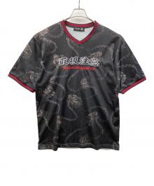 WILD SIDE YOHJI YAMAMOTO×BlackEyePatch（ワイルドサイド ヨウジ ヤマモト×ブラックアイパッチ）の古着「ゲームシャツ」｜ブラック×レッド