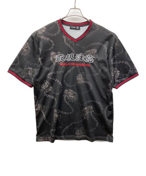 WILD SIDE YOHJI YAMAMOTO（ワイルドサイド ヨウジ ヤマモト）WILD SIDE YOHJI YAMAMOTO (ワイルドサイド ヨウジ ヤマモト) BlackEyePatch (ブラックアイパッチ) ゲームシャツ ブラック×レッド サイズ:ＸＬの古着・服飾アイテム