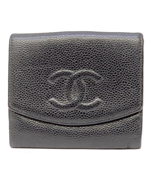 CHANEL（シャネル）CHANEL (シャネル) 3つ折り財布 ブラックの古着・服飾アイテム