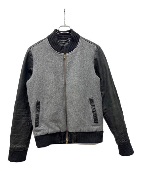 JOHNBULL（ジョンブル）JOHNBULL (ジョンブル) ウールレザージャケット ブラック×グレー サイズ:Lの古着・服飾アイテム