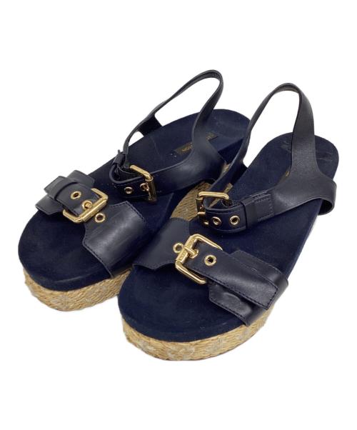 LOUIS VUITTON（ルイ ヴィトン）LOUIS VUITTON (ルイ ヴィトン) ウェッジソールサンダル ネイビー×ベージュ サイズ:36の古着・服飾アイテム