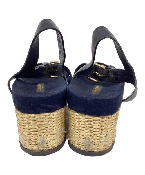 LOUIS VUITTON（ルイ ヴィトン）LOUIS VUITTON (ルイ ヴィトン) ウェッジソールサンダル ネイビー×ベージュ サイズ:36の古着・服飾アイテム