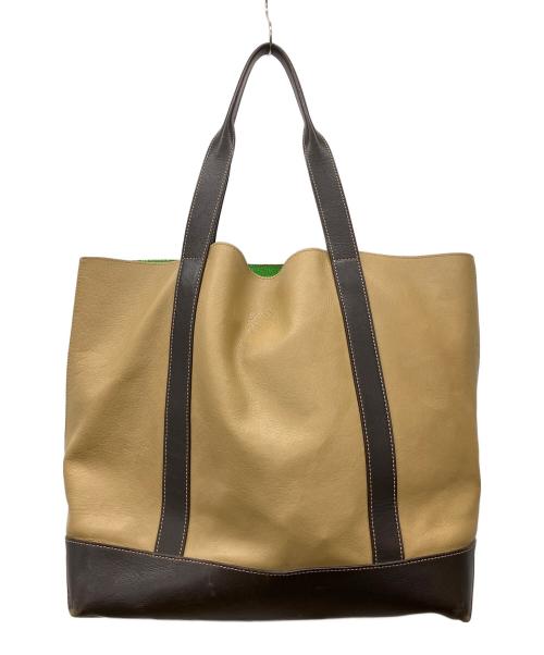 LOEWE（ロエベ）LOEWE (ロエベ) カディスレザートートバッグ ベージュ×グリーンの古着・服飾アイテム