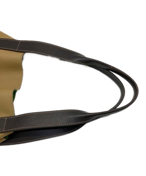 LOEWE（ロエベ）LOEWE (ロエベ) カディスレザートートバッグ ベージュ×グリーンの古着・服飾アイテム