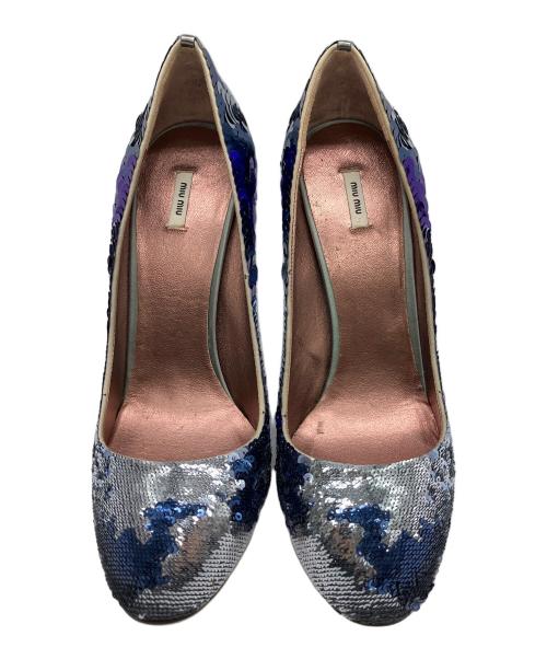 MIU MIU（ミュウミュウ）MIU MIU (ミュウミュウ) ハイヒールパンプス ブルー サイズ:23.5cmの古着・服飾アイテム