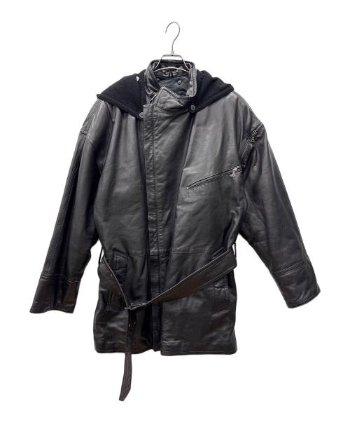 HIPPOLYTE（ヒッポリュテー）HIPPOLYTE (ヒッポリュテー) レザーコート ブラック サイズ:不明の古着・服飾アイテム