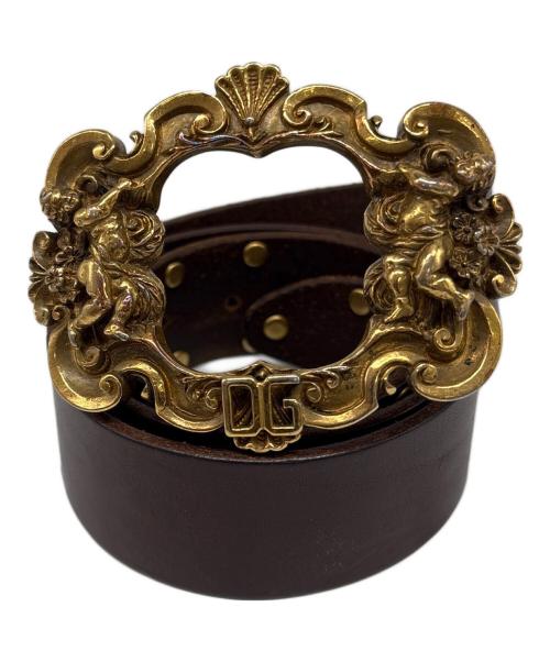 DOLCE & GABBANA（ドルチェ＆ガッバーナ）DOLCE & GABBANA (ドルチェ＆ガッバーナ) レザーベルト ブラウン×ゴールドの古着・服飾アイテム
