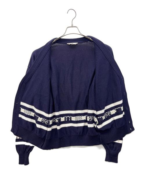 Christian Dior Sports（クリスチャン ディオールスポーツ）Christian Dior Sports (クリスチャン ディオールスポーツ) 薄手カーディガン ネイビー×ホワイト サイズ:Lの古着・服飾アイテム