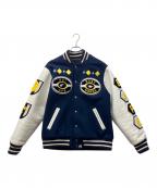BAPE BY A BATHING APEベイプバイアベイシングエイプ）の古着「スタジャン」｜ネイビー×ホワイト