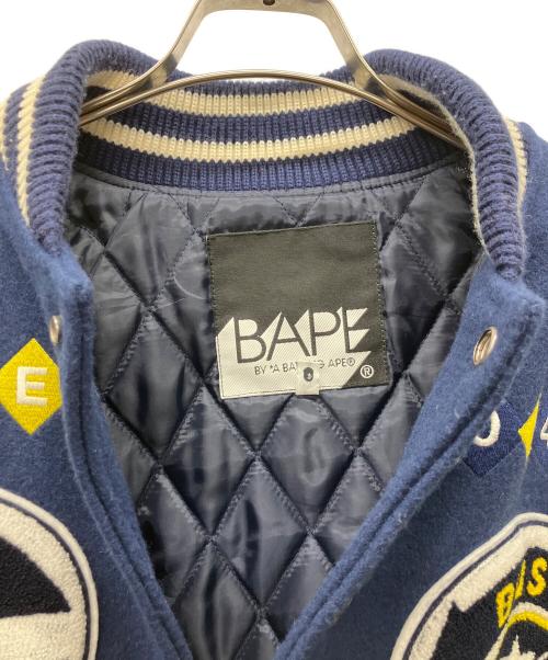 BAPE BY A BATHING APE（ベイプバイアベイシングエイプ）BAPE BY A BATHING APE (ベイプバイアベイシングエイプ) スタジャン ネイビー×ホワイト サイズ:Lの古着・服飾アイテム