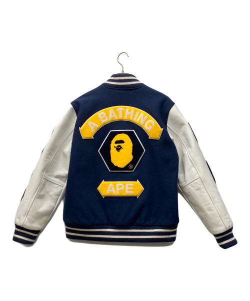 BAPE BY A BATHING APE（ベイプバイアベイシングエイプ）BAPE BY A BATHING APE (ベイプバイアベイシングエイプ) スタジャン ネイビー×ホワイト サイズ:Lの古着・服飾アイテム