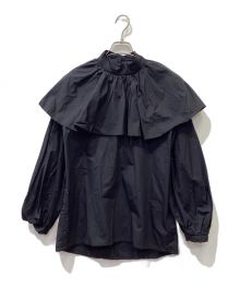 EVA MANN（エヴァ マン）の古着「ラッフルショルダーブラウス」｜ブラック