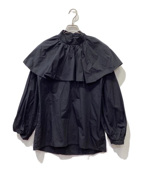EVA MANN（エヴァ マン）EVA MANN (エヴァ マン) ラッフルショルダーブラウス ブラック サイズ:Sの古着・服飾アイテム