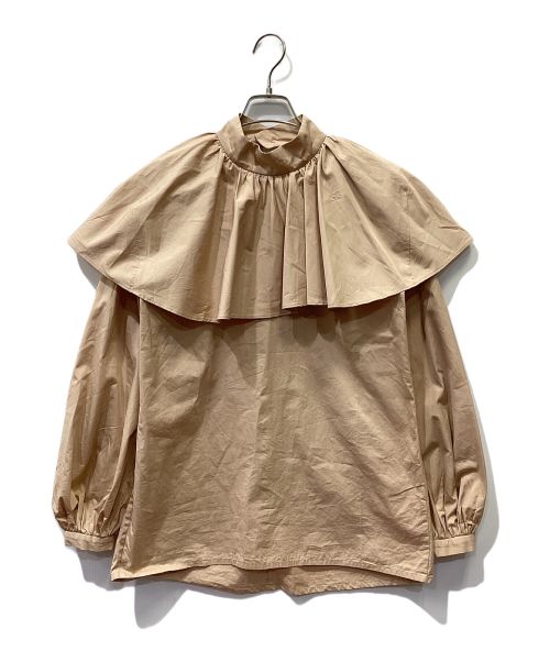 EVA MANN（エヴァ マン）EVA MANN (エヴァ マン) ラッフルショルダーブラウス ベージュ サイズ:9の古着・服飾アイテム