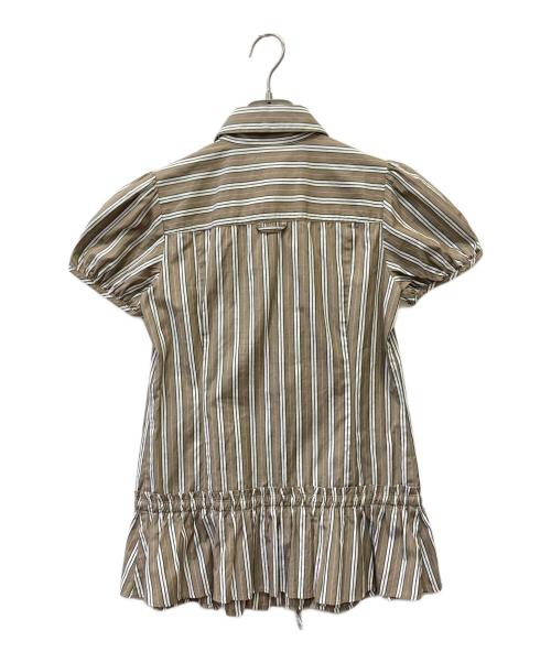 BURBERRY BLUE LABEL（バーバリーロンドンブルーレーベル）BURBERRY BLUE LABEL (バーバリーロンドンブルーレーベル) 半袖シャツ ベージュ×ホワイト サイズ:38の古着・服飾アイテム