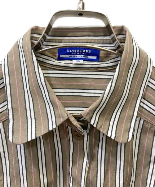 BURBERRY BLUE LABEL（バーバリーロンドンブルーレーベル）BURBERRY BLUE LABEL (バーバリーロンドンブルーレーベル) 半袖シャツ ベージュ×ホワイト サイズ:38の古着・服飾アイテム