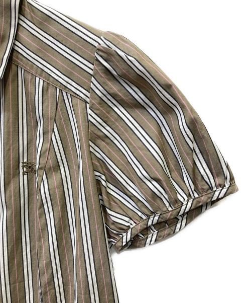 BURBERRY BLUE LABEL（バーバリーロンドンブルーレーベル）BURBERRY BLUE LABEL (バーバリーロンドンブルーレーベル) 半袖シャツ ベージュ×ホワイト サイズ:38の古着・服飾アイテム
