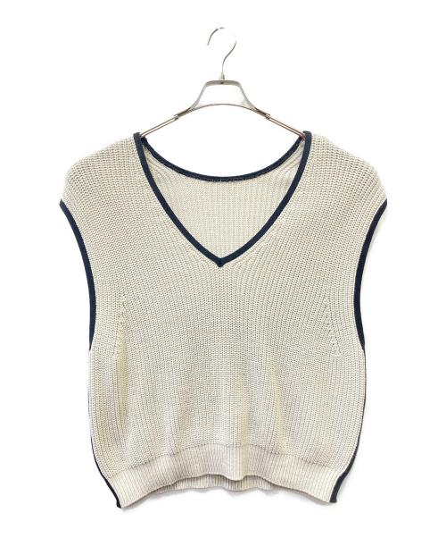 Loungedress（ラウンジドレス）Loungedress (ラウンジドレス) 2WAY畦編み 配色ニットベスト ベージュ サイズ:Fの古着・服飾アイテム