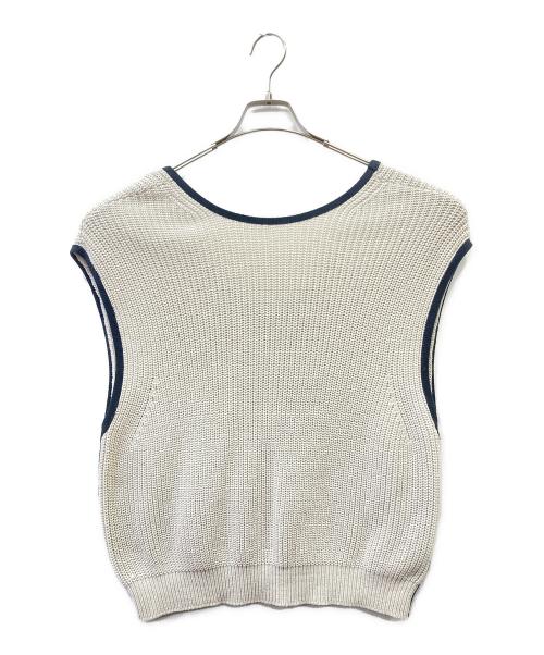 Loungedress（ラウンジドレス）Loungedress (ラウンジドレス) 2WAY畦編み 配色ニットベスト ベージュ サイズ:Fの古着・服飾アイテム