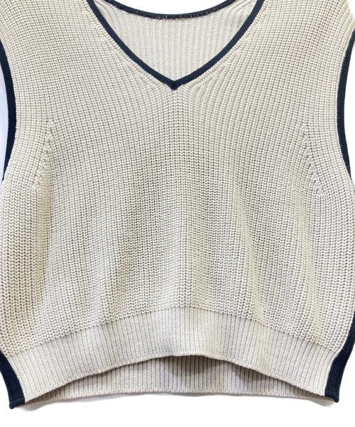 Loungedress（ラウンジドレス）Loungedress (ラウンジドレス) 2WAY畦編み 配色ニットベスト ベージュ サイズ:Fの古着・服飾アイテム