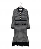 HER LIP TOハーリップトゥ）の古着「ニットワンピース」｜ブラック×ホワイト