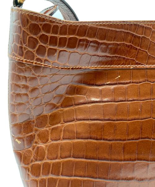 Salvatore Ferragamo（サルヴァトーレ フェラガモ）Salvatore Ferragamo (サルヴァトーレ フェラガモ) クロコ型押しショルダーバッグ ブラウンの古着・服飾アイテム