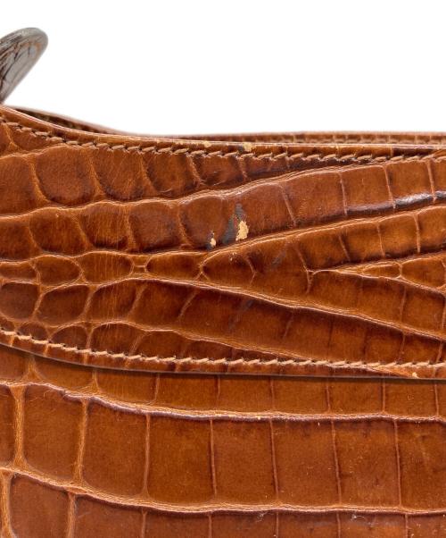 Salvatore Ferragamo（サルヴァトーレ フェラガモ）Salvatore Ferragamo (サルヴァトーレ フェラガモ) クロコ型押しショルダーバッグ ブラウンの古着・服飾アイテム