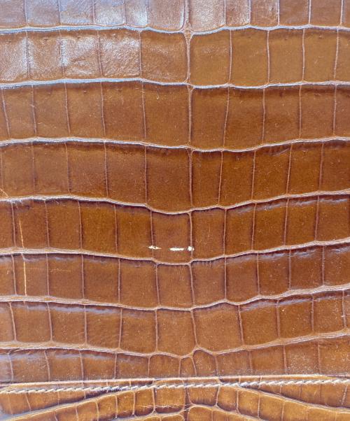 Salvatore Ferragamo（サルヴァトーレ フェラガモ）Salvatore Ferragamo (サルヴァトーレ フェラガモ) クロコ型押しショルダーバッグ ブラウンの古着・服飾アイテム