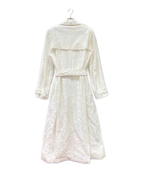 forte forte（フォルテ・フォルテ）forte forte (フォルテ・フォルテ) ベロアロングコート ホワイトの古着・服飾アイテム