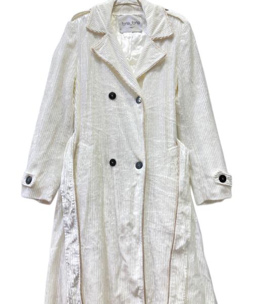 forte forte（フォルテ・フォルテ）forte forte (フォルテ・フォルテ) ベロアロングコート ホワイトの古着・服飾アイテム